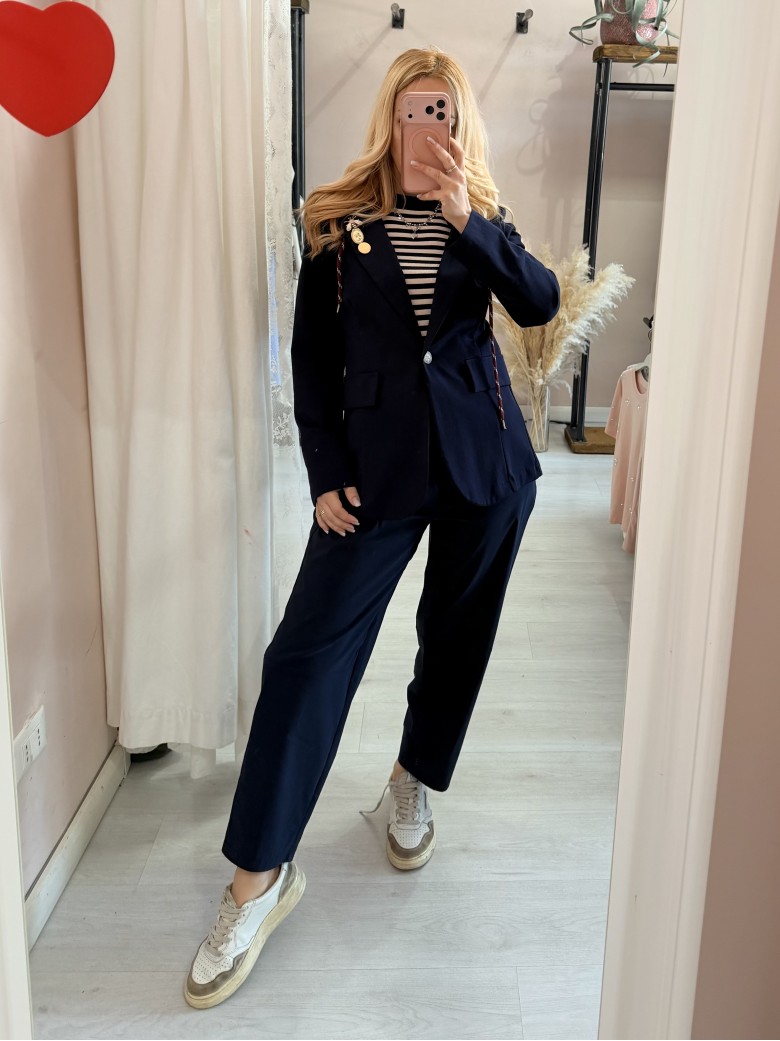 Giacca tipo felpa con cappuccio blu