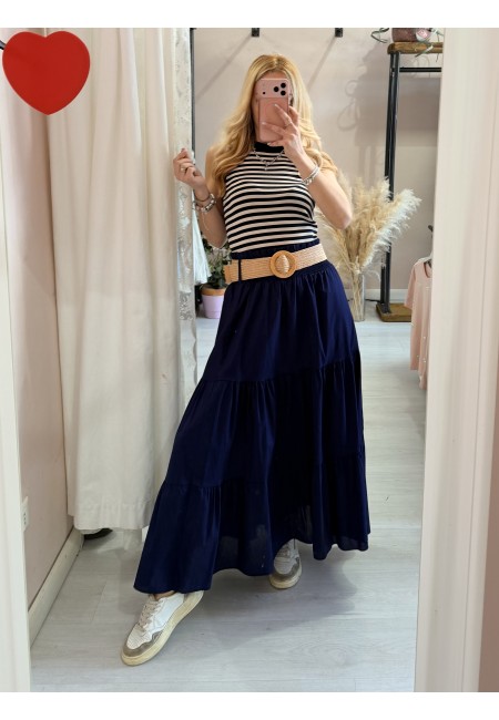 Gonna lunga blu in cotone