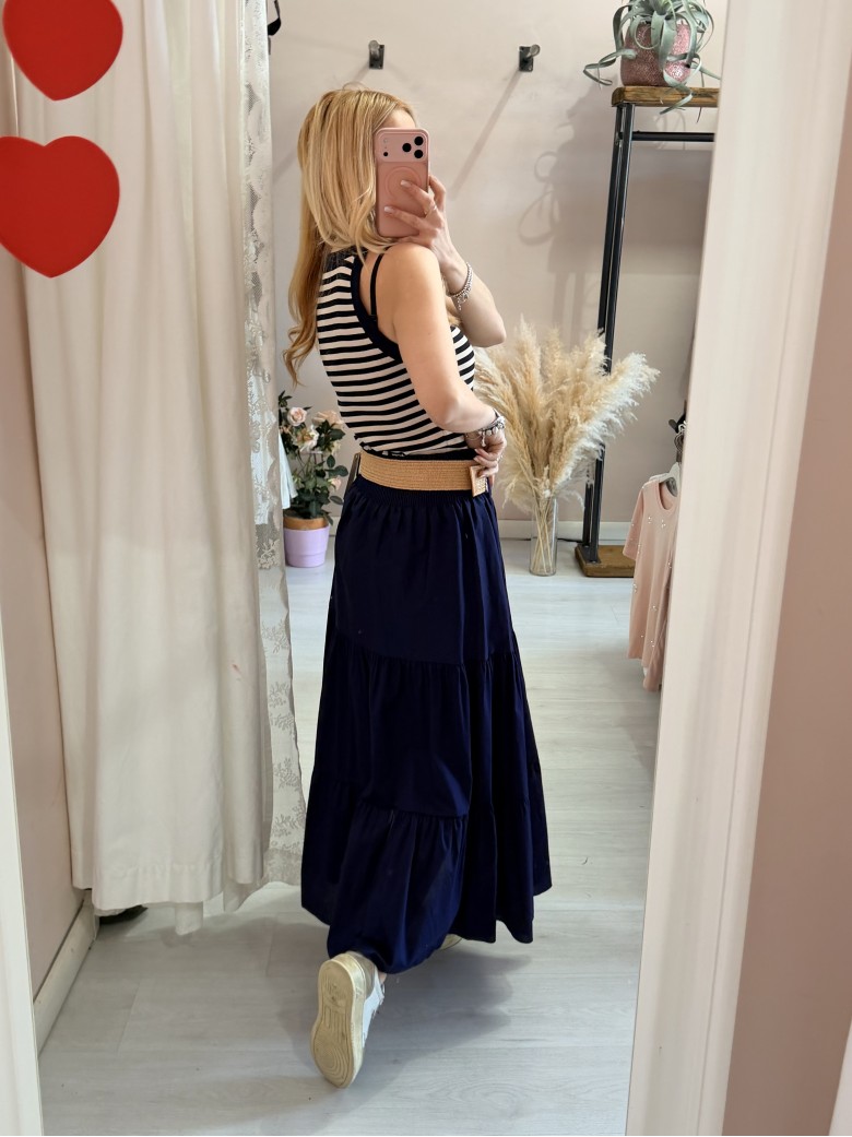 Gonna lunga blu in cotone