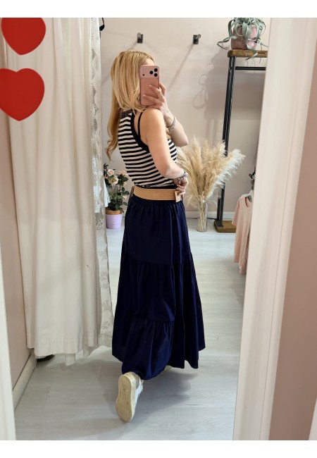 Gonna lunga blu in cotone