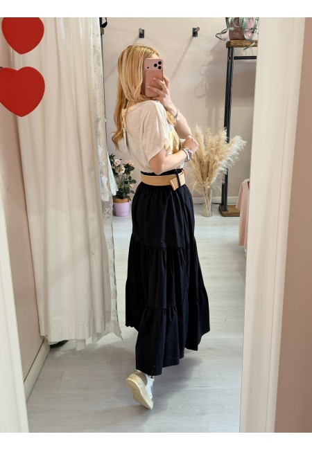 Gonna lunga nera in cotone