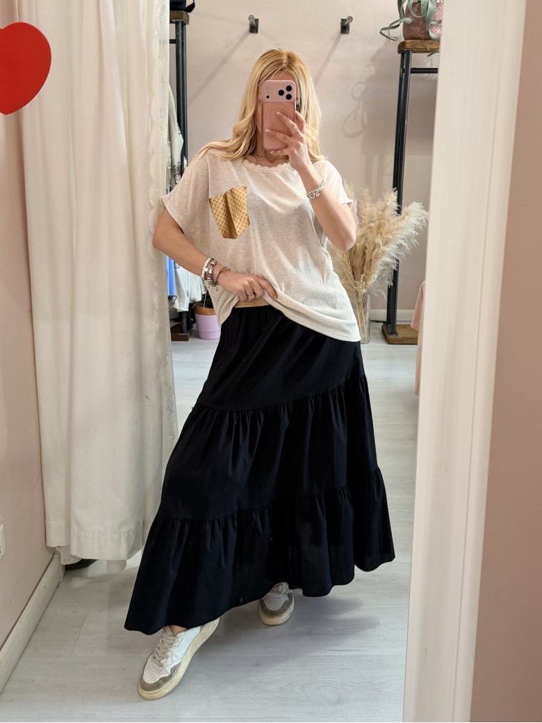 Maglia morbida beige taschina gold