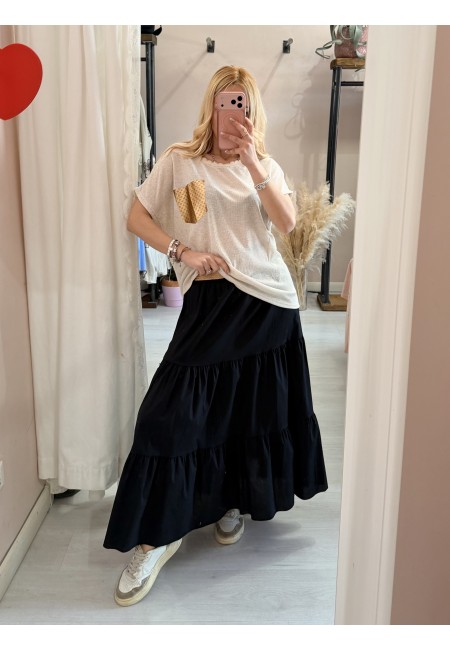 Maglia morbida beige taschina gold