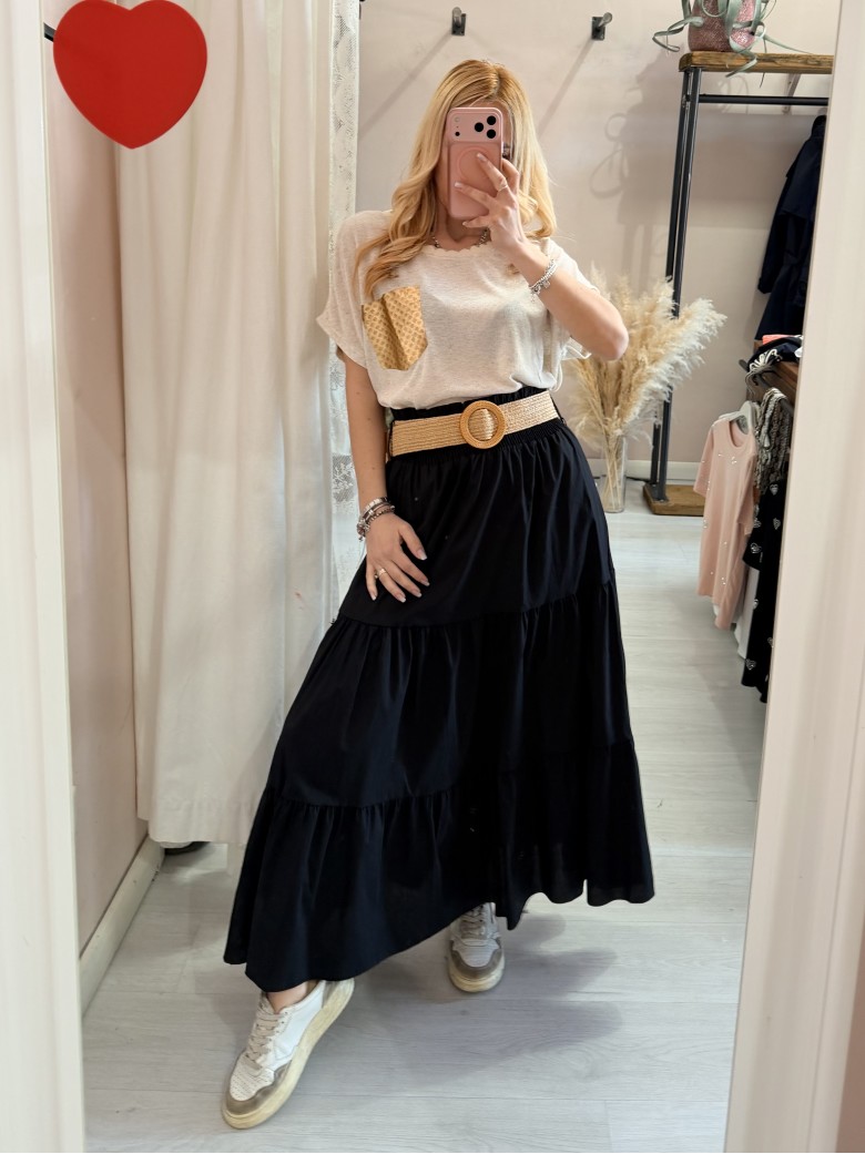 Maglia morbida beige taschina gold