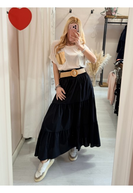 Maglia morbida beige taschina gold