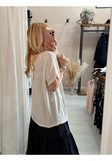 Maglia morbida beige taschina gold