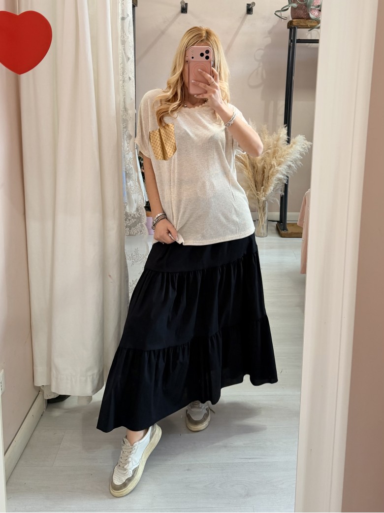 Maglia morbida beige taschina gold