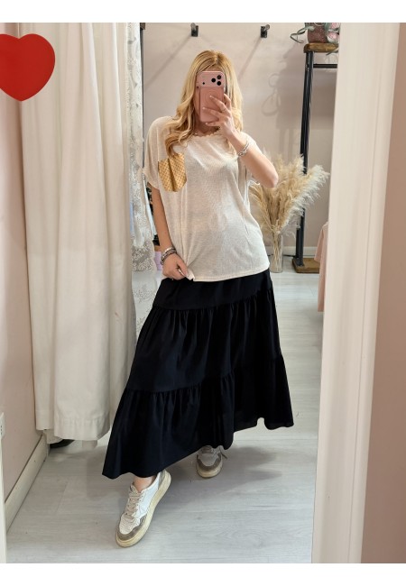 Maglia morbida beige taschina gold