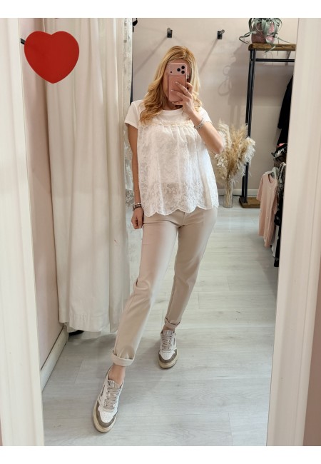 Maglia blusa boho chic ricamata bianca