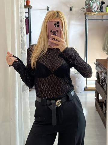 Maglia LONDON in pizzo nera