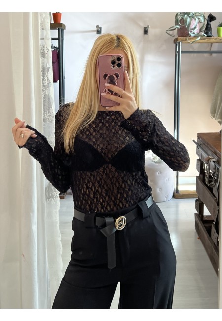 Maglia LONDON in pizzo nera