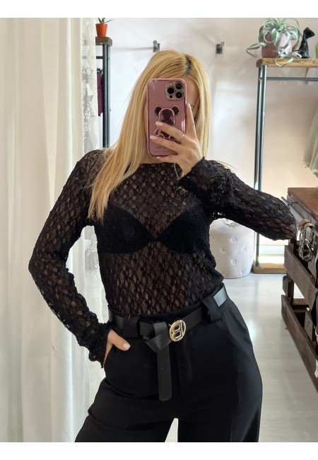 Maglia LONDON in pizzo nera