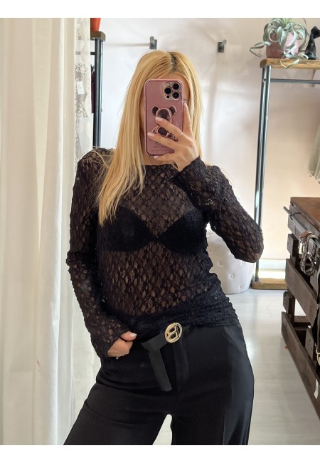 Maglia LONDON in pizzo nera