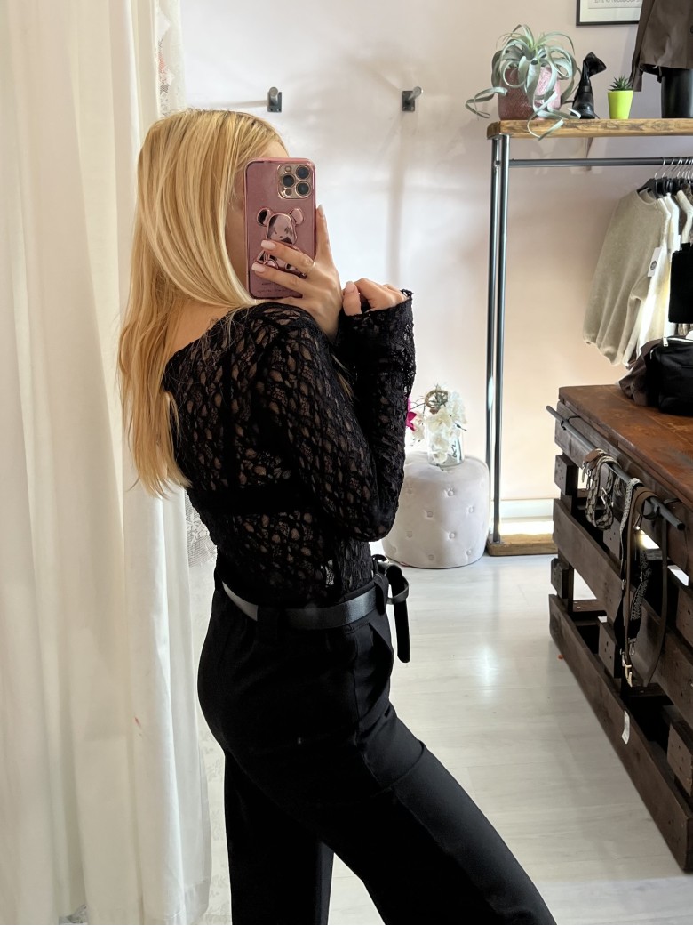 Maglia LONDON in pizzo nera