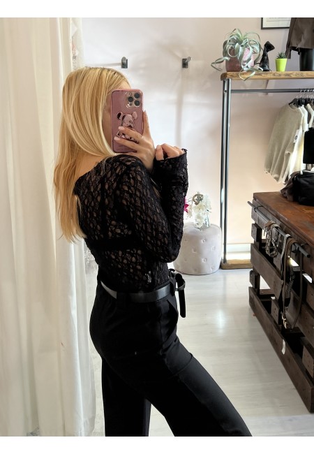 Maglia LONDON in pizzo nera