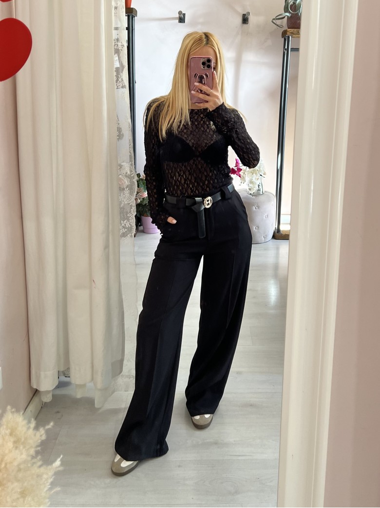 Maglia LONDON in pizzo nera