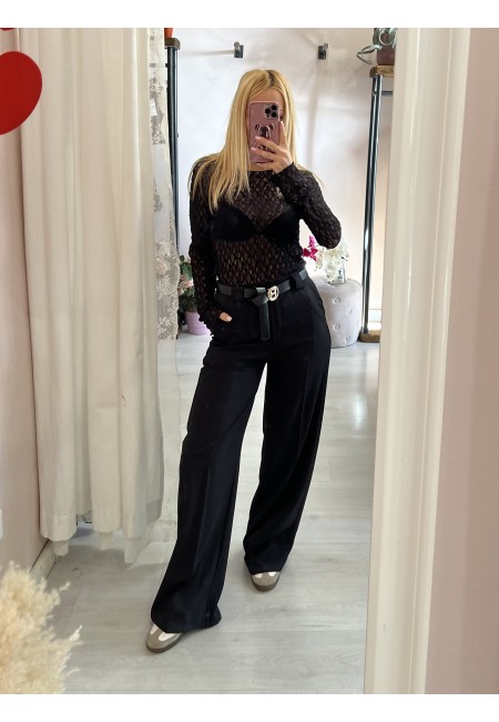 Maglia LONDON in pizzo nera