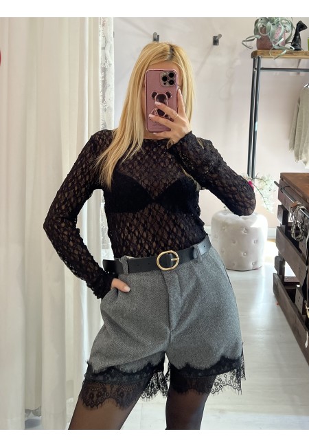 Maglia LONDON in pizzo nera