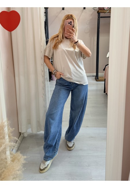 Maglia t shirt CAMILLA perline sulla manica