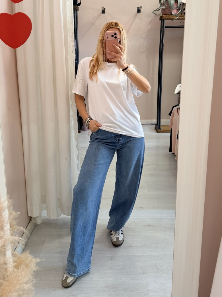 Maglia t shirt CAMILLA perline sulla manica