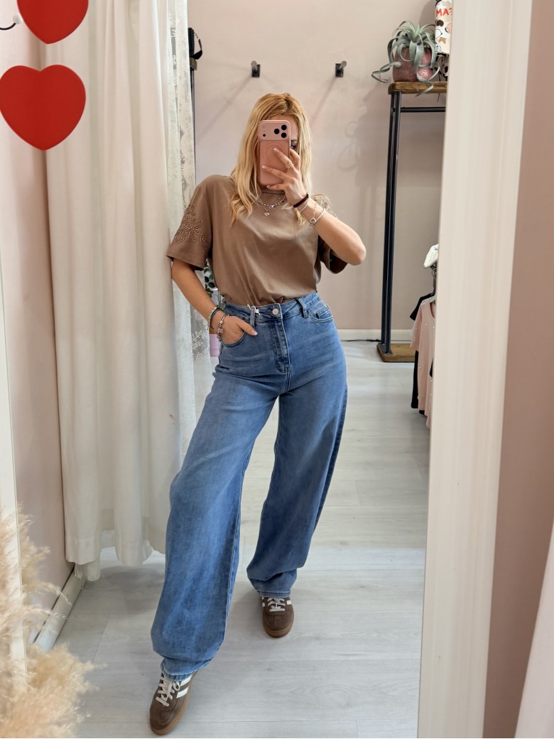 Maglia t shirt CAMILLA perline sulla manica