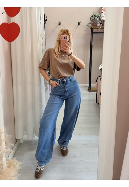 Maglia t shirt CAMILLA perline sulla manica