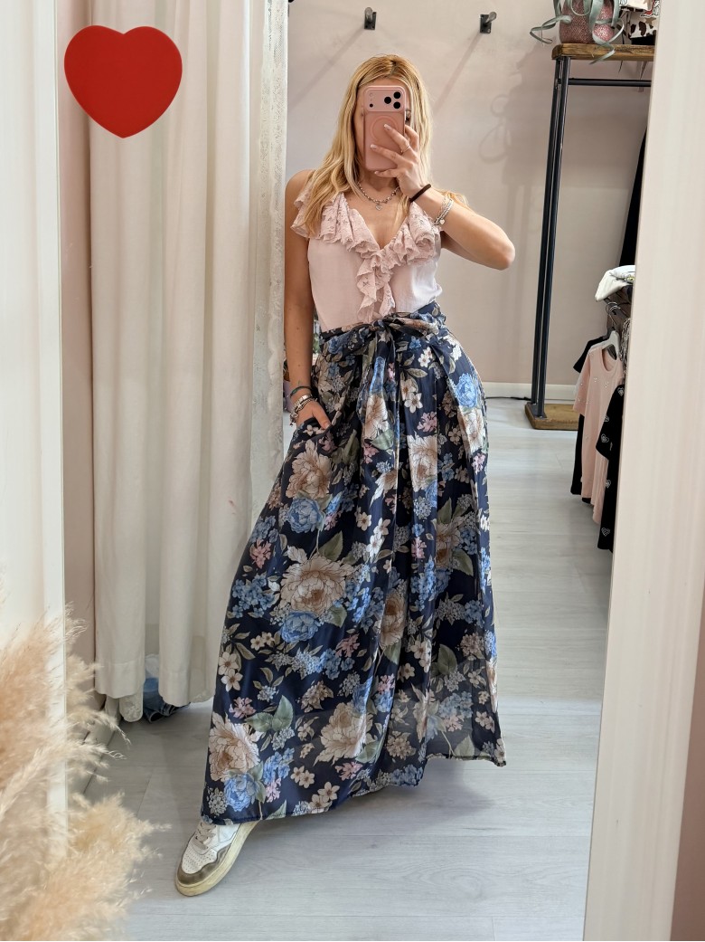Gonna lunga FLOREALE blu
