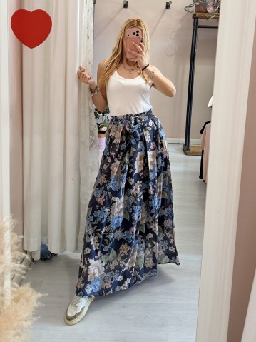 Gonna lunga FLOREALE blu 2