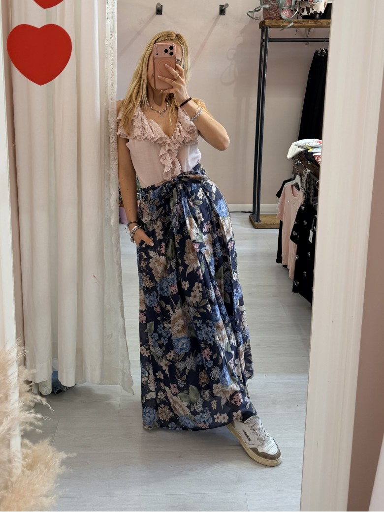 Gonna lunga FLOREALE blu