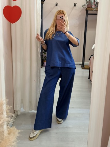 Maglia blusa cotone simil jeans 2