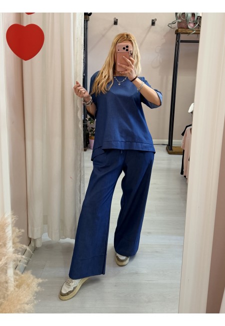 Maglia blusa cotone simil jeans