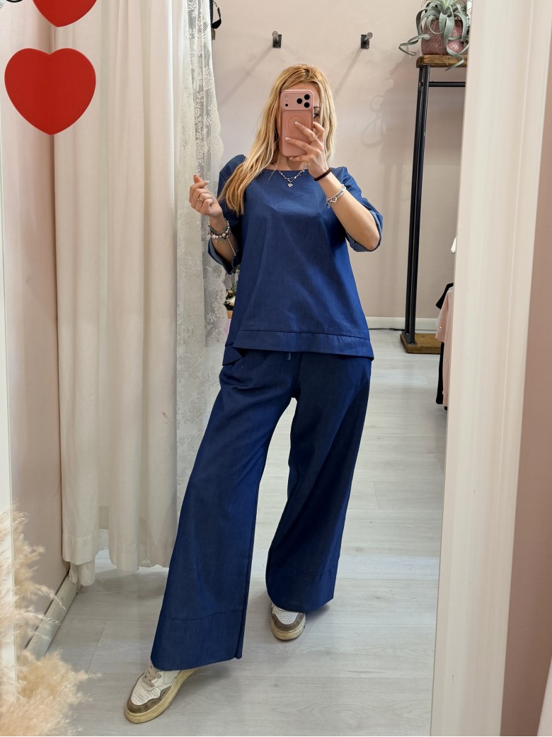 Maglia blusa cotone simil jeans