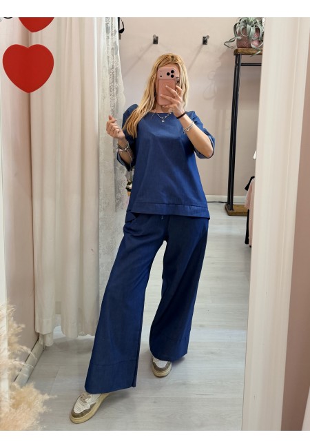 Maglia blusa cotone simil jeans