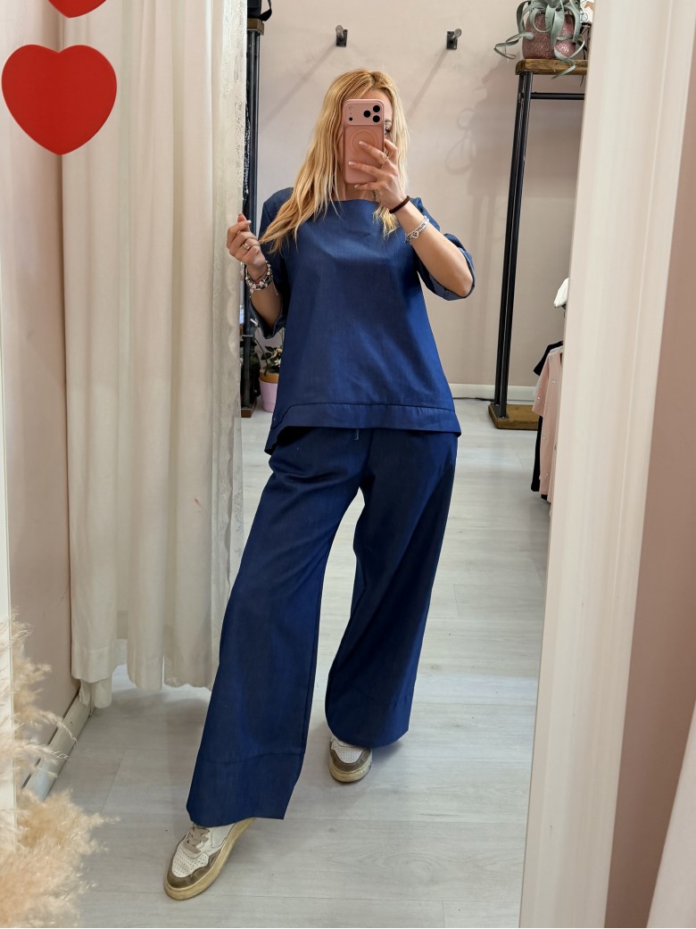 Maglia blusa cotone simil jeans