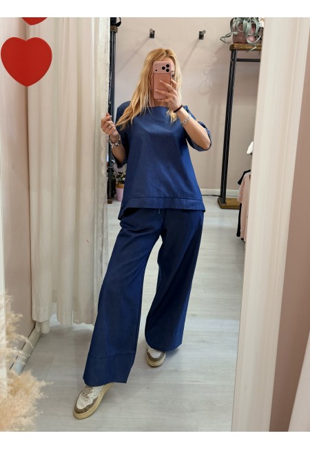 Maglia blusa cotone simil jeans