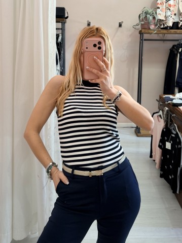 Canotta luis a righe blu e bianca