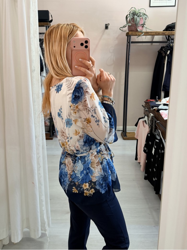 Camicetta blusa floreale blu