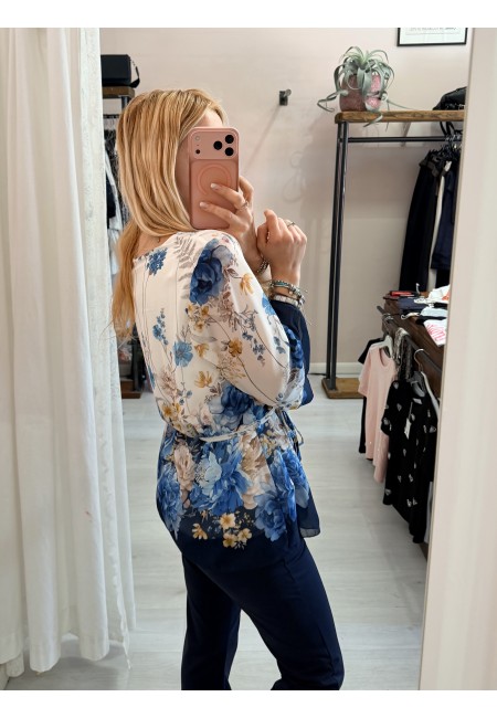 Camicetta blusa floreale blu