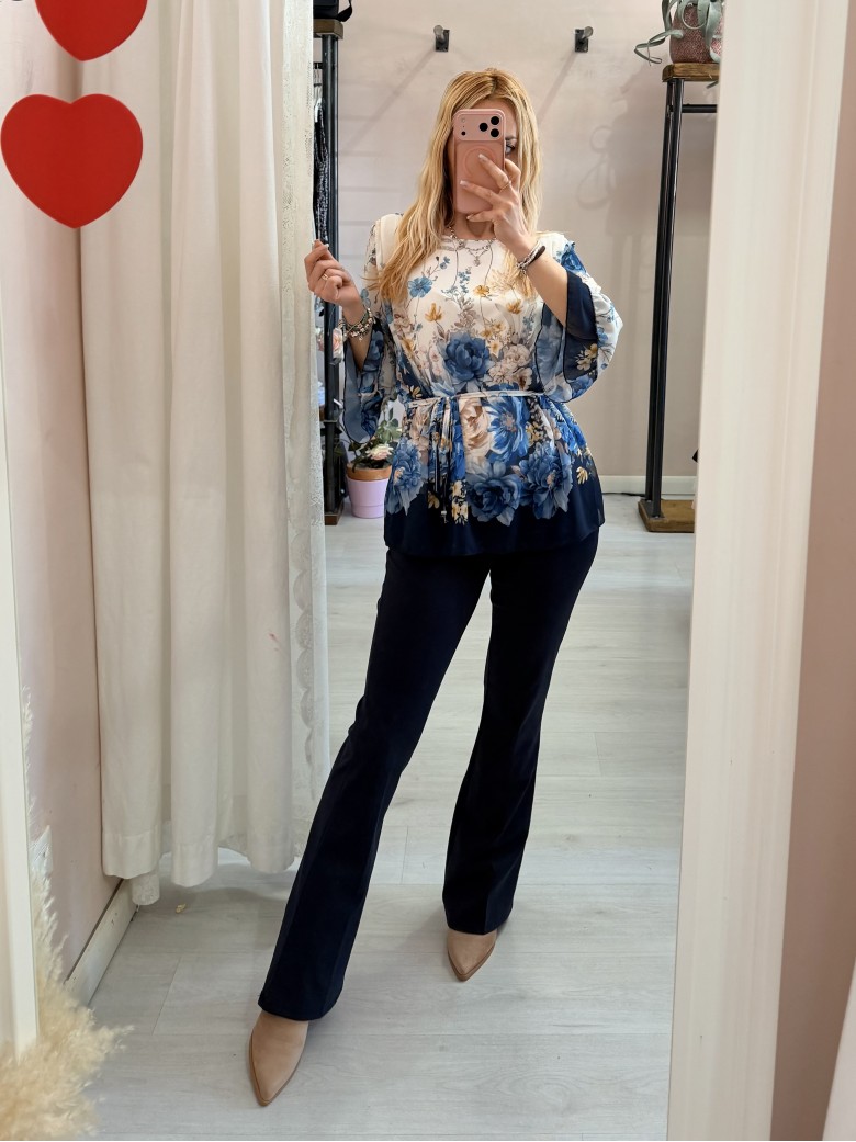 Camicetta blusa floreale blu