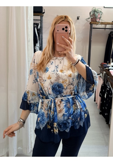 Camicetta blusa floreale blu