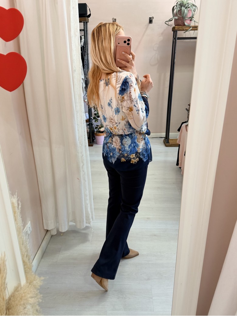 Camicetta blusa floreale blu