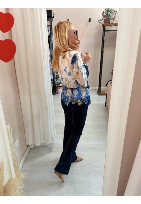 Camicetta blusa floreale blu