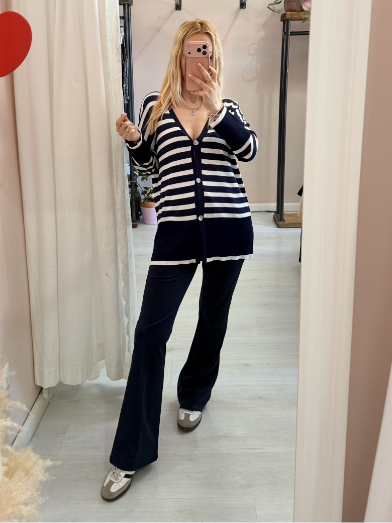 Cardigan MARINA a righe blu