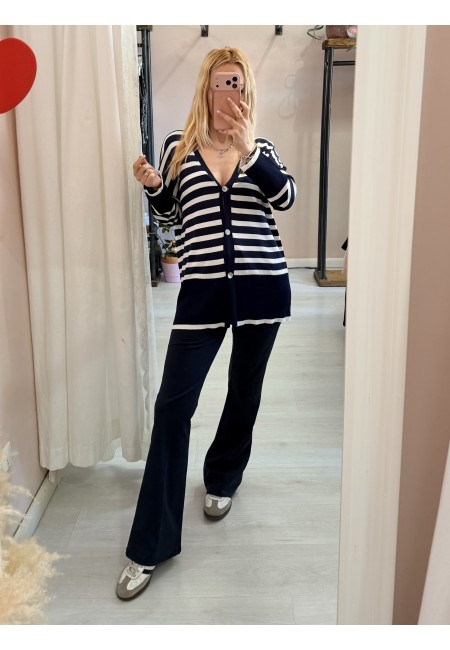 Cardigan MARINA a righe blu