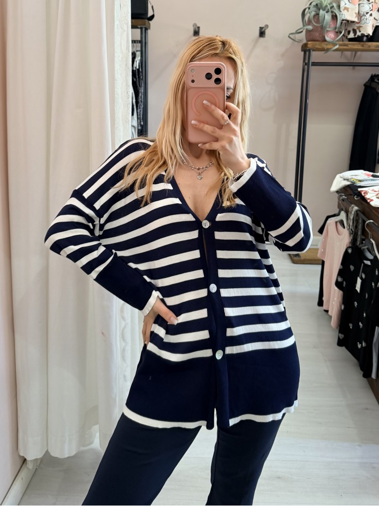 Cardigan MARINA a righe blu