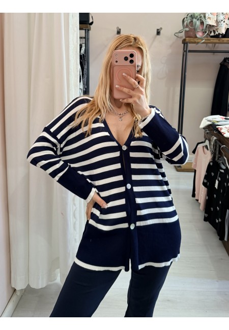 Cardigan MARINA a righe blu