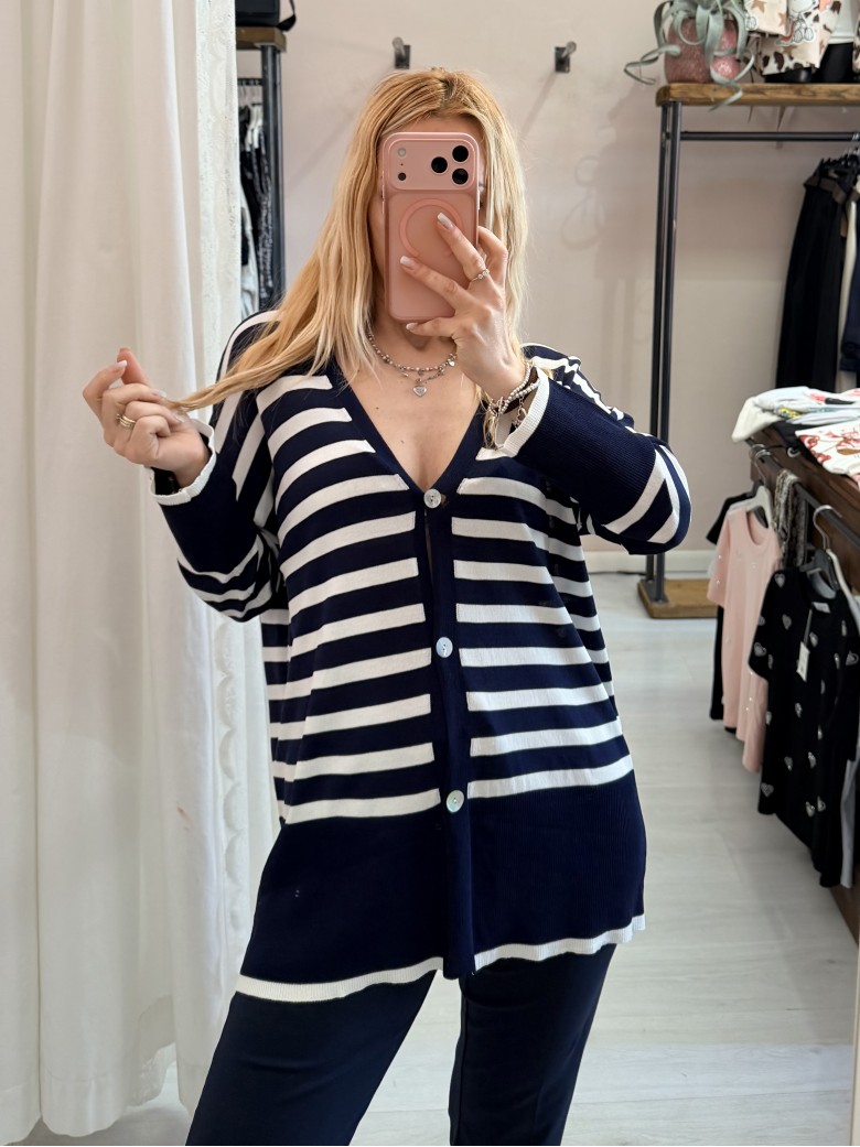 Cardigan MARINA a righe blu