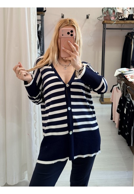 Cardigan MARINA a righe blu