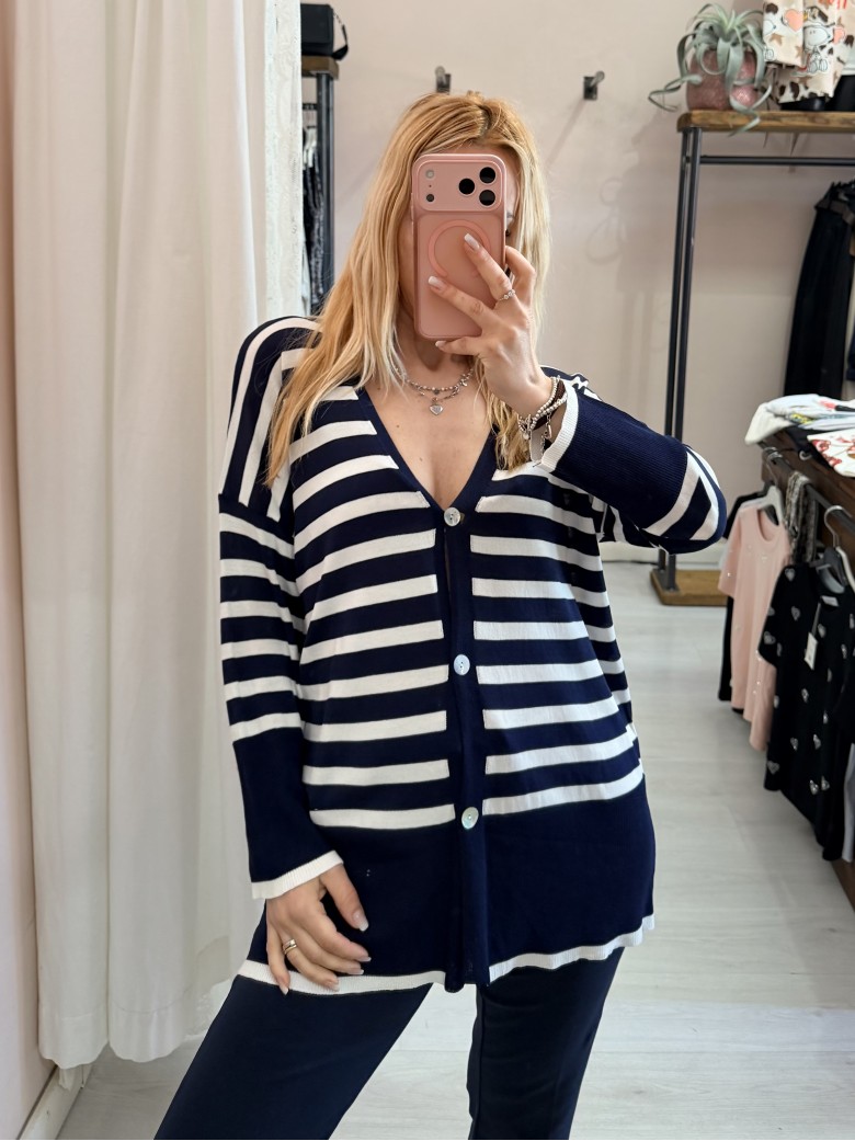 Cardigan MARINA a righe blu