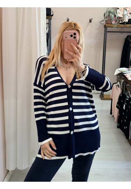 Cardigan MARINA a righe blu